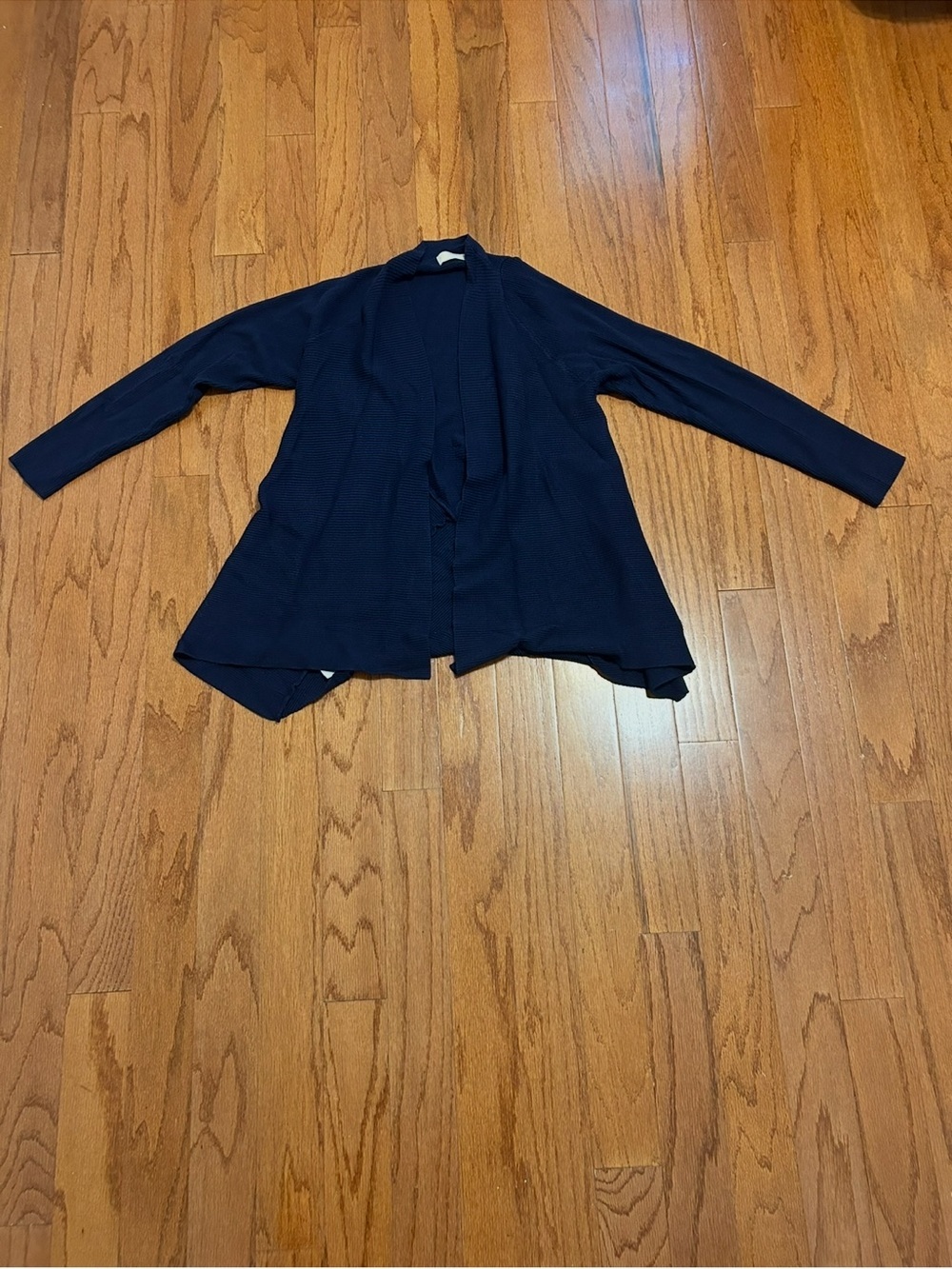 Christina Navy Ribbed Open Front Cardigan Sweater Women's Large - Picture 2 of 7